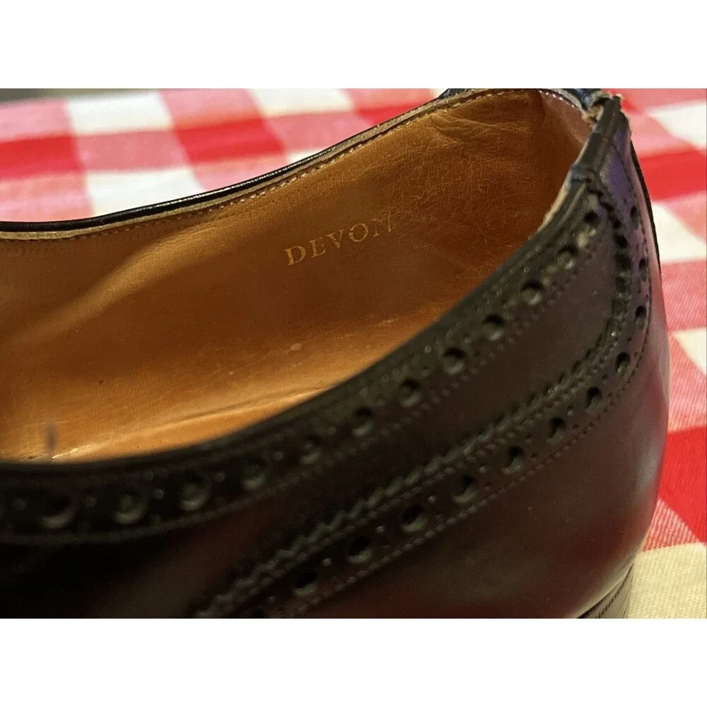 Peal & Co Medallion Toe Black Dress Shoes Minty Retro Mens Brooks Brothers 12 45